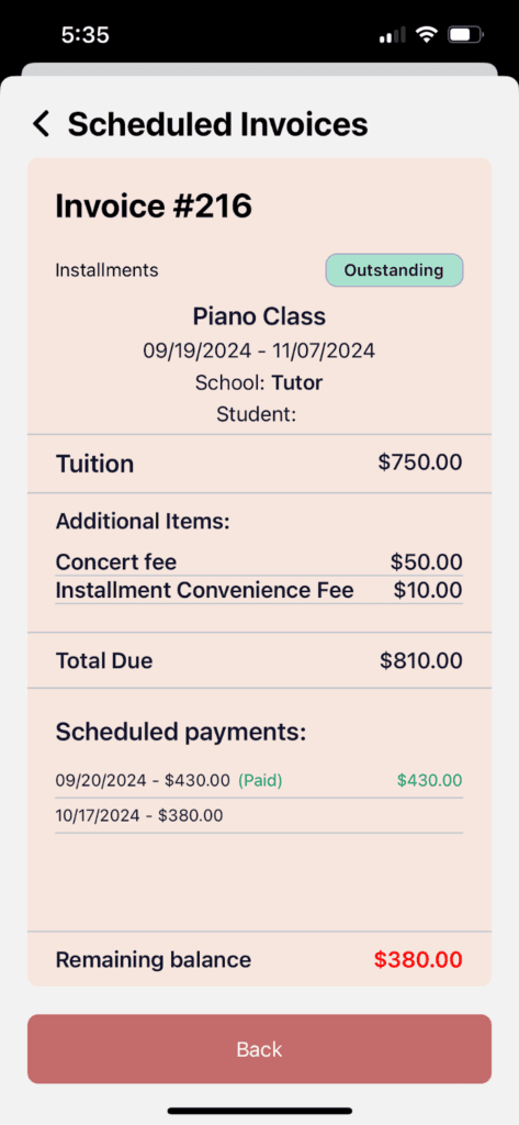Outstanding Invoice