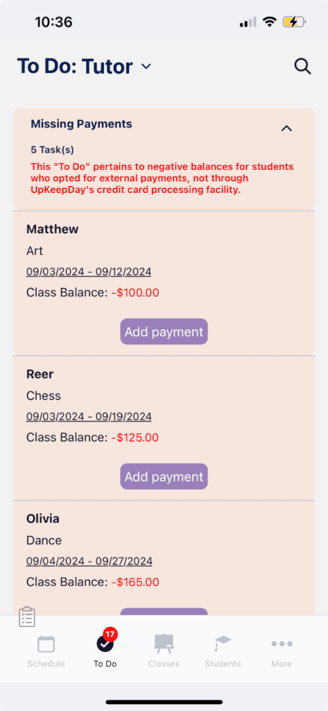 Payments Due